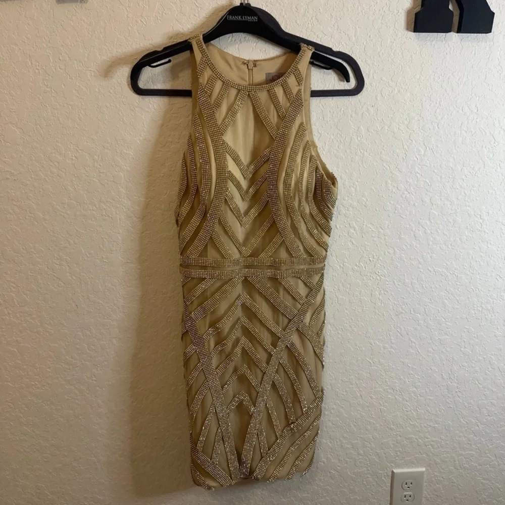 Jovani | Dresses | Jovani Gold Dress With Crystals Used Once Sz | Poshmark